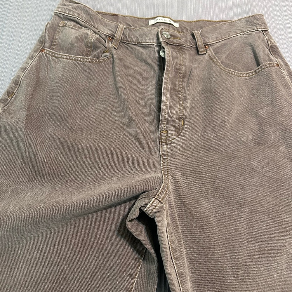 PacSun Button-Fly High-Rise Jeans in Dark Taupe